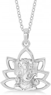 Allurez Hindu Deity Ganesha Pendant Necklace 925 Sterling Silver