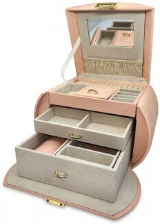 Allurez Pink Vegan Leather Multilayer Compartment Jewelry Box