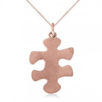 Allurez Puzzle Piece Pendant Necklace in Textured 14k Rose Gold