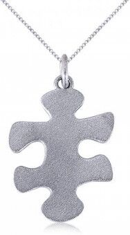 Allurez Puzzle Piece Pendant Necklace in Textured 14k White Gold