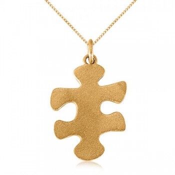 Allurez Puzzle Piece Pendant Necklace in Textured 14k Yellow Gold