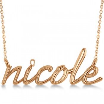 Allurez Personalized Script Font Name Pendant Necklace in Solid 14k Rose Gold