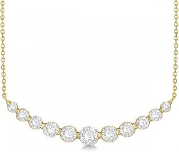 Allurez Curved Necklace Diamond Accented 14k Yellow Gold (1.00ct)