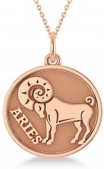 Allurez Aries Coin Zodiac Pendant Necklace 14k Rose Gold