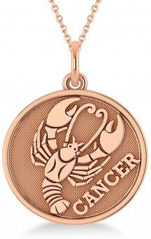 Allurez Cancer Coin Zodiac Pendant Necklace 14k Rose Gold