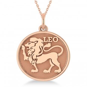 Allurez Leo Coin Zodiac Pendant Necklace 14k Rose Gold