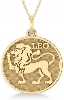 Allurez Leo Coin Zodiac Pendant Necklace 14k Yellow Gold