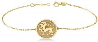 Allurez Leo Coin Zodiac Bracelet 14k Yellow Gold