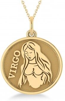 Allurez Virgo Coin Zodiac Pendant Necklace 14k Yellow Gold