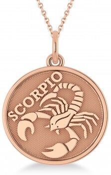 Allurez Scorpio Coin Zodiac Pendant Necklace 14k Rose Gold