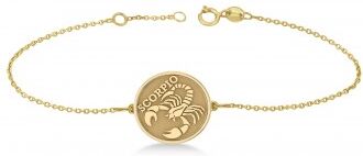 Allurez Scorpio Coin Zodiac Bracelet 14k Yellow Gold