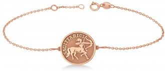 Allurez Sagittarius Coin Zodiac Bracelet 14k Rose Gold