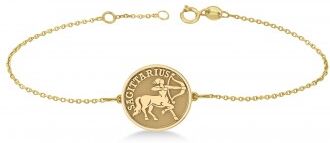 Allurez Sagittarius Coin Zodiac Bracelet 14k Yellow Gold