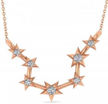 Allurez Diamond Aquarius Zodiac Constellation Star Necklace 14k Rose Gold (0.9 ct)