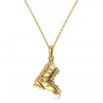 Allurez Ski Boot Charm Pendant Necklace 14K Yellow Gold
