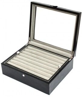 Allurez Seventy-two Pair Cufflinks Storage Case Black Oak Wood