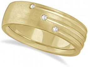 Allurez Mens Shooting Star Diamond Wedding Ring Band 14k Yellow Gold (0.15ct)