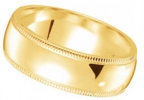 Allurez Men's Wedding Ring Dome Comfort-Fit Milgrain 18k Yellow Gold (5 mm)