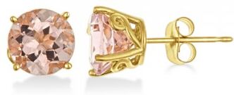 Allurez Antique Art Deco Morganite Stud Earrings 14k Yellow Gold (2.50ct)