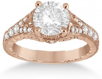 Allurez Antique Style Art Deco Diamond Engagement Ring 14K Rose Gold (0.33ct)