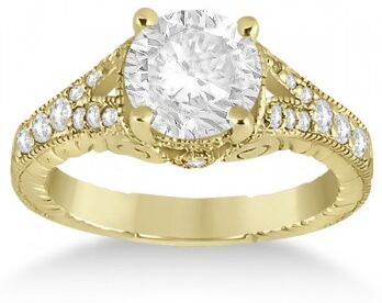 Allurez Antique Style Art Deco Diamond Engagement Ring 14K Yellow Gold (0.33ct)