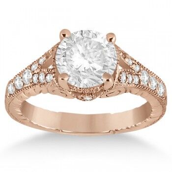 Allurez Antique Style Art Deco Diamond Engagement Ring 18k Rose Gold (0.33ct)