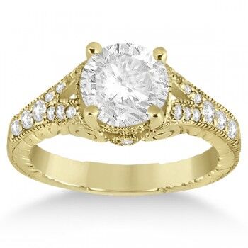 Allurez Antique Style Art Deco Diamond Engagement Ring 18k Yellow Gold (0.33ct)