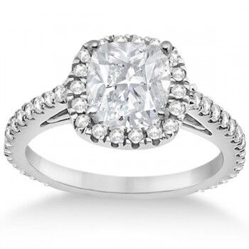 Allurez Cathedral Halo Cushion Cut Diamond Engagement Ring in Palladium (0.60ct)