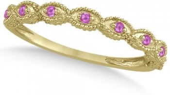 Allurez Antique Marquise Pink Sapphire Wedding Ring 14k Yellow Gold (0.18ct)