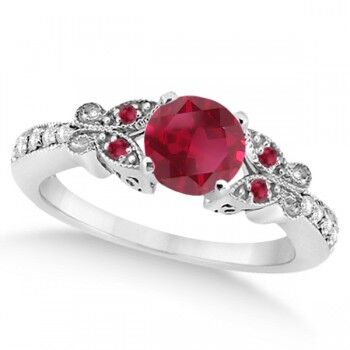 Allurez Butterfly Genuine Ruby & Diamond Engagement Ring Platinum (1.26ct)