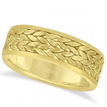 Allurez Men's Modern Braided Handwoven Wedding Ring in 14k Yellow Gold (8mm)