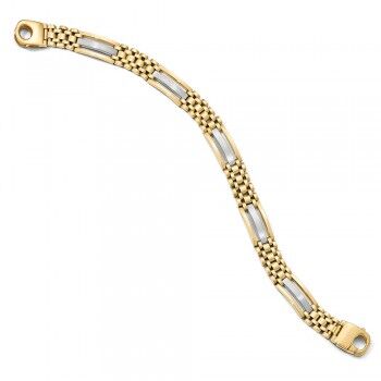 Allurez Men's Polished & Satin Fancy Rolex Link Bracelet 14k Two-Tone Gold
