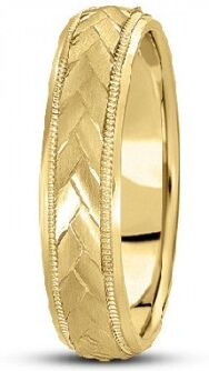 Allurez Braided Men's Wedding Ring Diamond Cut Band 14k Yellow Gold (5 mm)