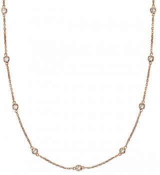 Allurez Moissanite Station Necklace Bezel-Set in 14k Rose Gold (0.75 ctw)