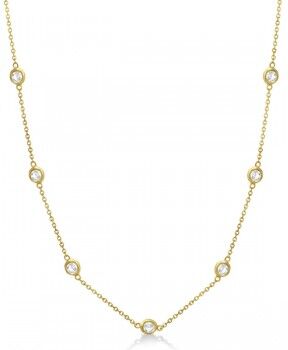 Allurez Diamond Station Necklace Bezel-Set 14K Yellow Gold (0.25ct)