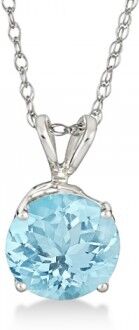 Allurez Antique Art Deco Aquamarine Pendant Necklace 14k White Gold (1.25ct)