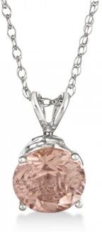 Allurez Antique Art Deco Morganite Pendant Necklace 14k White Gold (1.25ct)