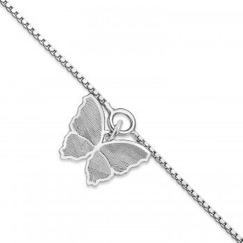 Allurez Butterfly Charm Anklet in Sterling Silver