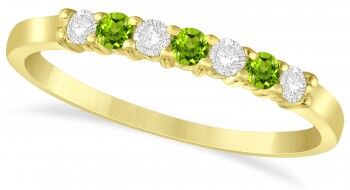 Allurez Diamond & Peridot 7 Stone Wedding Band 14k Yellow Gold (0.26ct)