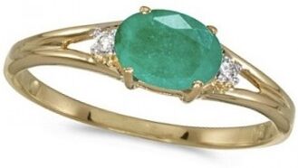 Allurez Oval Emerald & Diamond Right-Hand Ring 14K Yellow Gold (0.45ct)