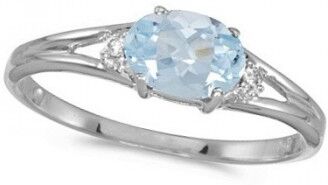 Allurez Oval Aquamarine & Diamond Right-Hand Ring 14K White Gold (0.40ct)