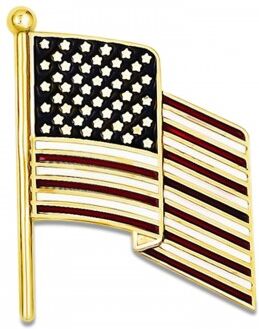 Allurez Enameled United States American Flag Pin Charm 14k Yellow Gold