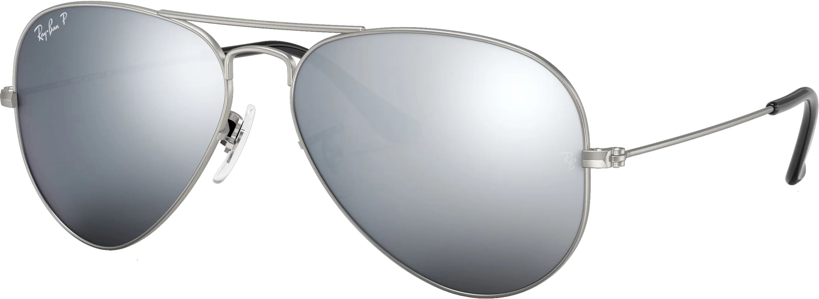 Ray-Ban Aviator Mirror Matte Silver Sunglasses - Polarized Grey Lens