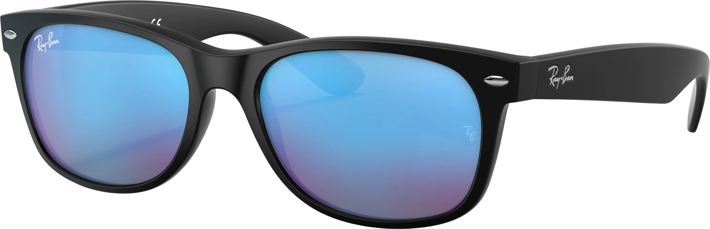 Ray-Ban New Wayfarer Flash Matte Black Sunglasses - Blue Mirror Lens