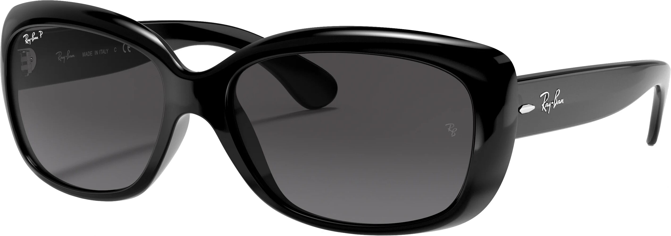 Ray-Ban Womens Jackie Ohh Polished Black Sunglasses - Polarized Grey Lens