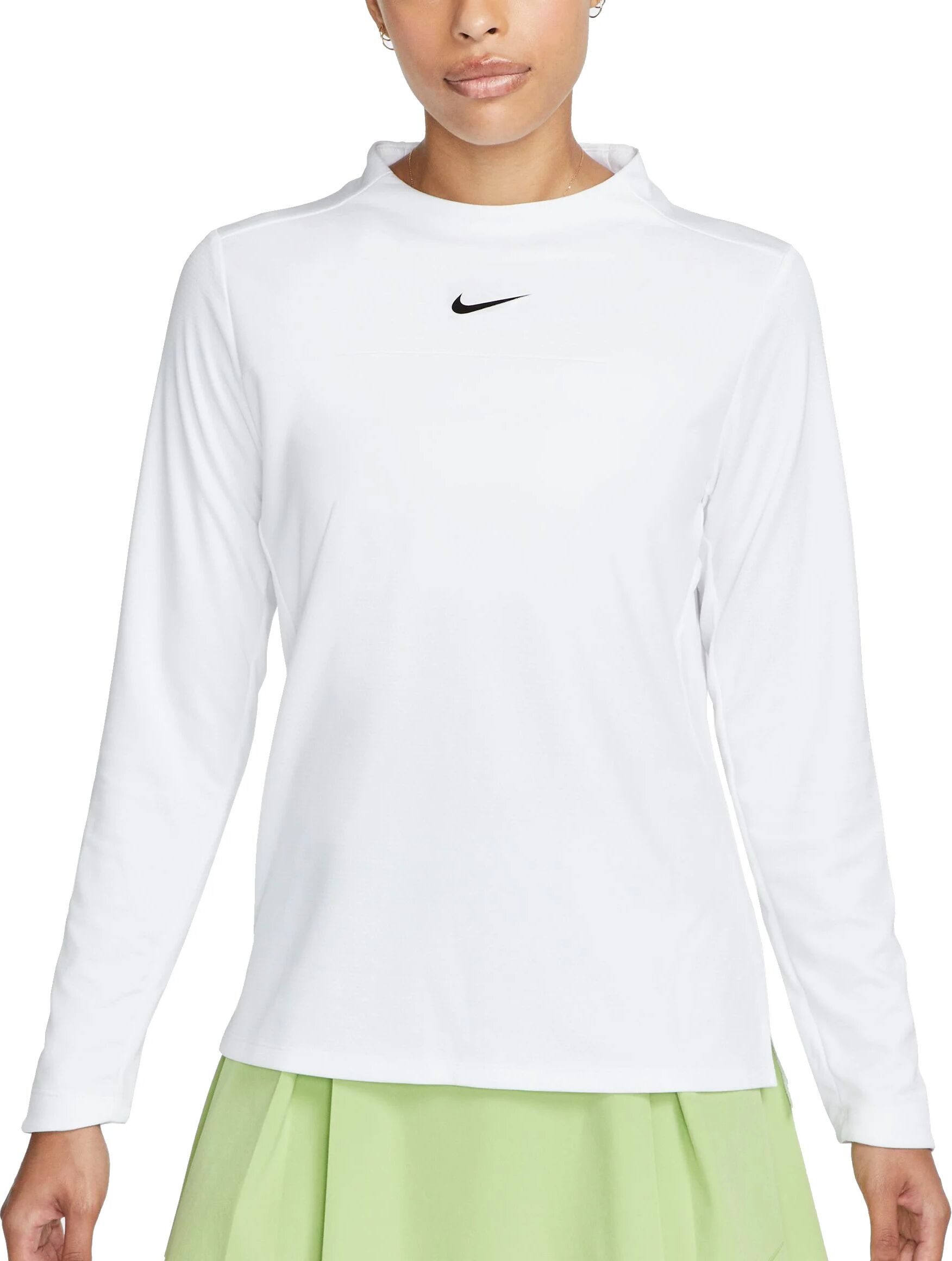 Nike Womens Dri-FIT Club UV Crew Long Sleeve Golf Top - White, Size: Large