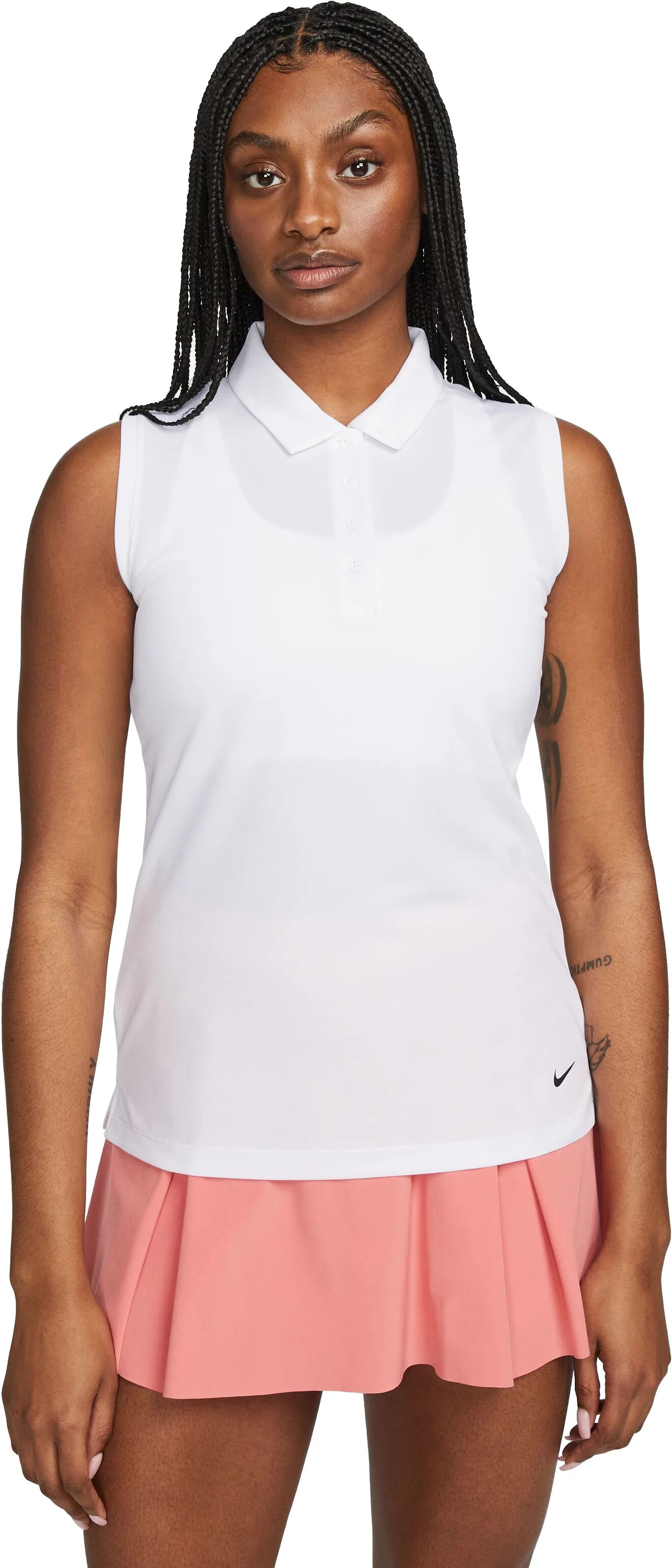 Nike Womens Dri-FIT Victory Sleeveless Golf Polo Shirt - White, Size: Medium