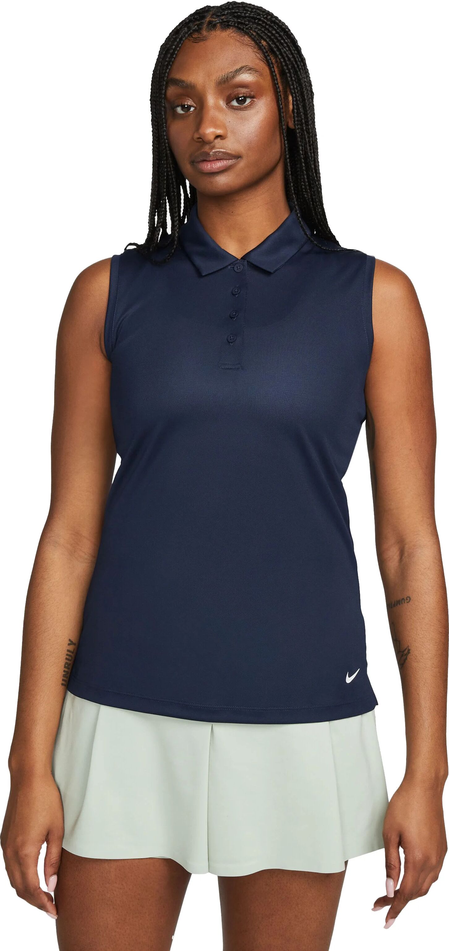 Nike Womens Dri-FIT Victory Sleeveless Golf Polo Shirt - Blue, Size: Large