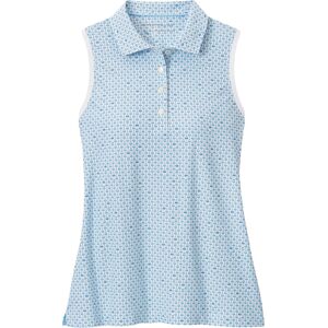 Peter Millar Womens With A Twist Banded Sport Mesh Sleeveless Button Golf Polo - Blue, Size: Medium