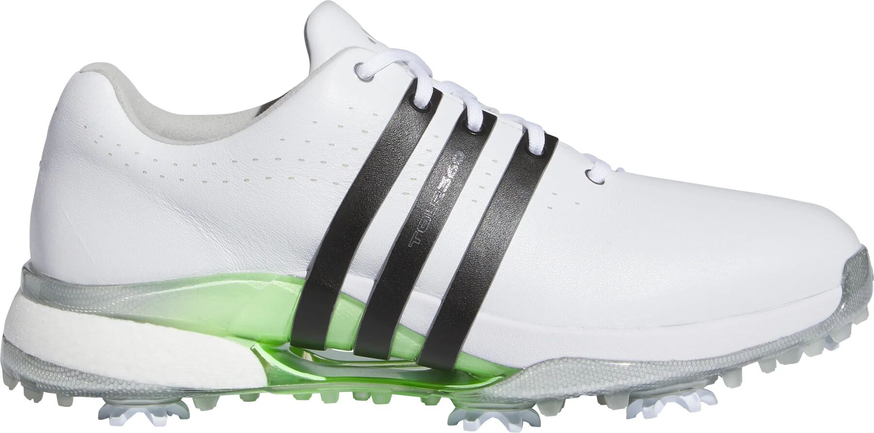 adidas Womens Tour360 24 BOOST Golf Shoes - Cloud White/Core Black/Green Spark - 8.5 - MEDIUM